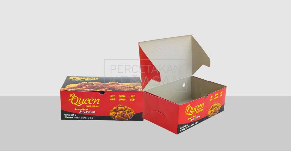 Pesan Dus Chicken di Percetakan Kemasan, Bebas Request Bentuk & Ukuran Biar Produkmu Makin Laris Manis
